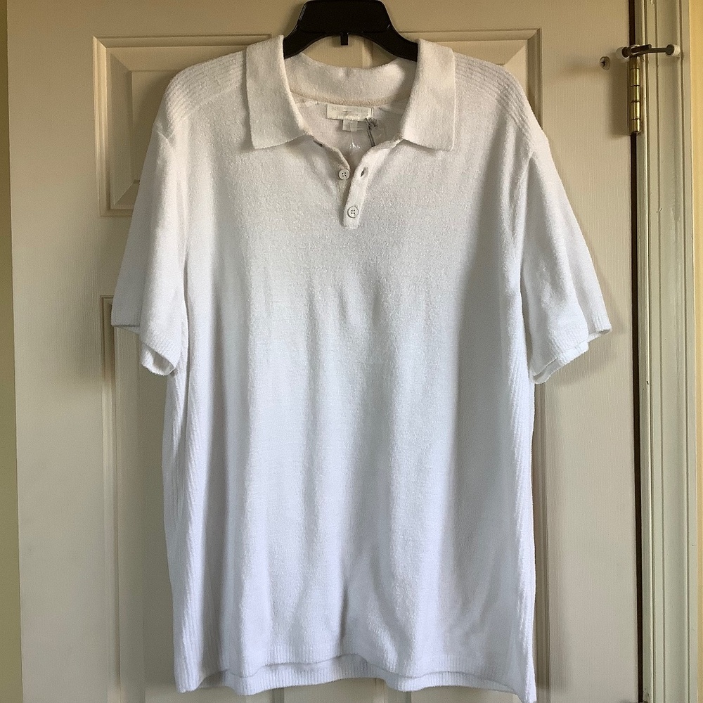 Barefoot Dreams CozyChic Ultra Lite Men's Short Sleeve Polo Sea Salt SZ XXL